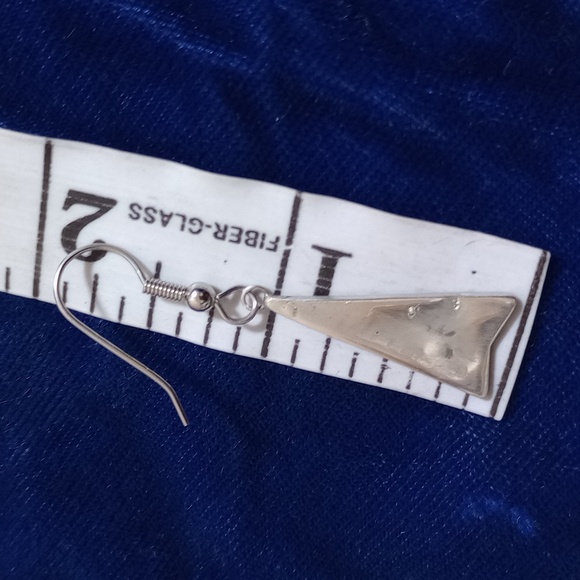 Sterling Silver Overlay With Unique Tribal Design Dangle Earrings - Picture 7 of 12